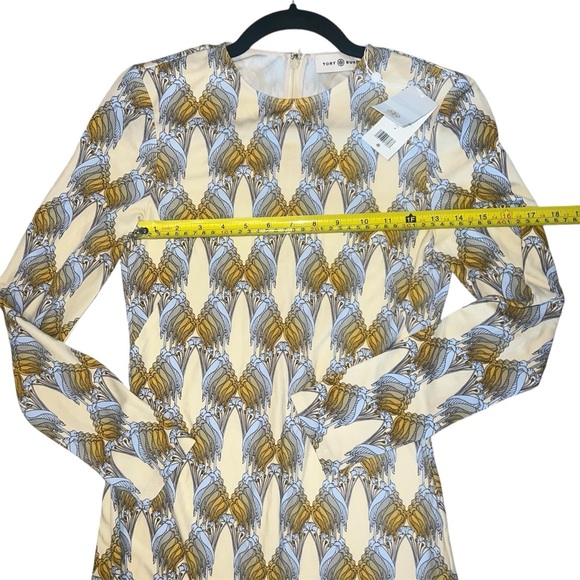 NWT Tory Burch Printed Sheath Dress Sand Deco Crane Geo Pattern - Picture 6 of 11